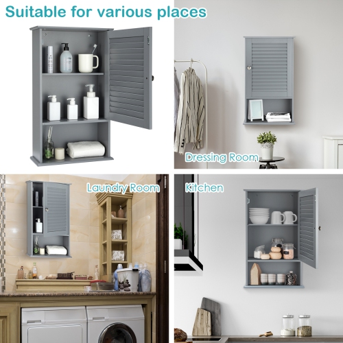 Wall-Mounted Bathroom Storage Cabinet with Single Door and Adjustable Shelf