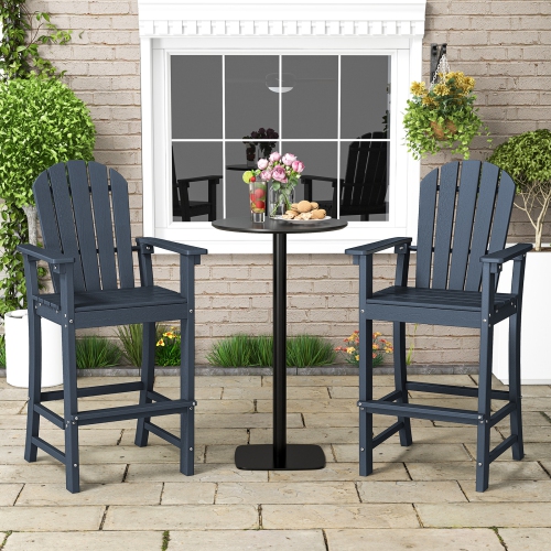 HDPE Counter Height Bar Stools for Outdoor Use, Set of 2 with Arm and Foot Rests