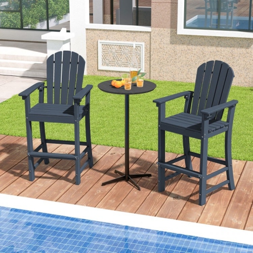 HDPE Counter Height Bar Stools for Outdoor Use, Set of 2 with Arm and Foot Rests