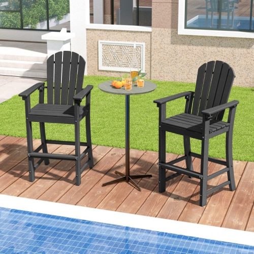 HDPE Counter Height Bar Stools for Outdoor Use, Set of 2 with Arm and Foot Rests
