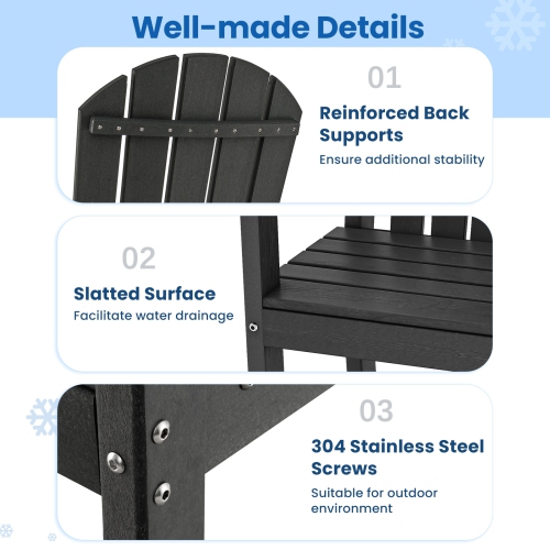 HDPE Counter Height Bar Stools for Outdoor Use, Set of 2 with Arm and Foot Rests