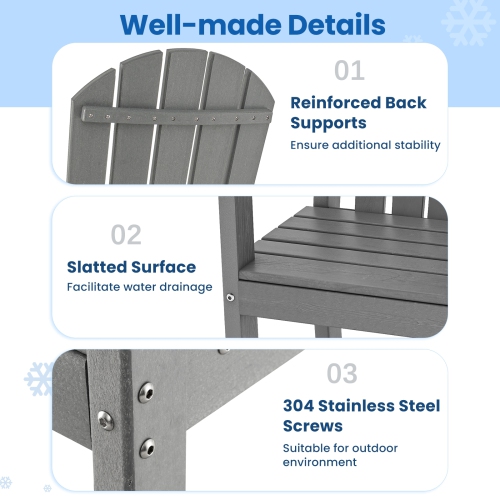 HDPE Counter Height Bar Stools for Outdoor Use, Set of 2 with Arm and Foot Rests