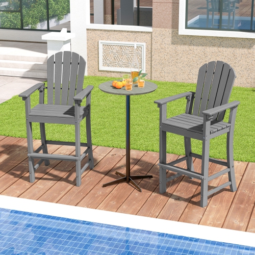 HDPE Counter Height Bar Stools for Outdoor Use, Set of 2 with Arm and Foot Rests