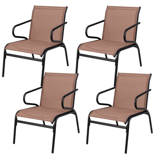 SLICKBLUE  Set Of 4 Patio Chairs With Breathable Fabric, Ideal for Poolside Or Outdoor Seating