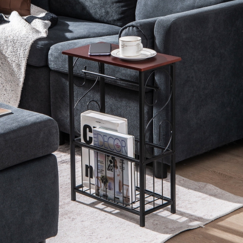 Narrow Side Table for Sofa with Removable Paper Holder for Living Room Use