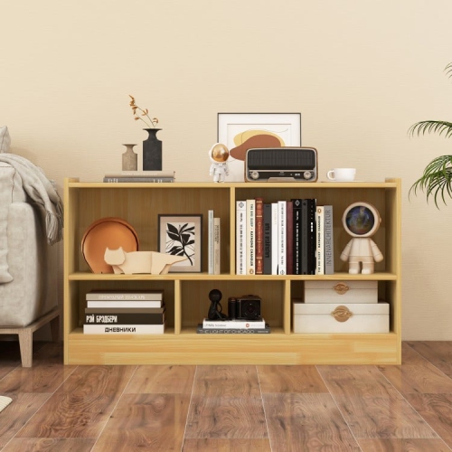 Meuble de rangement pour jouets en bois avec 2 tablettes et 5 cubes de rangement pour livres et jouets