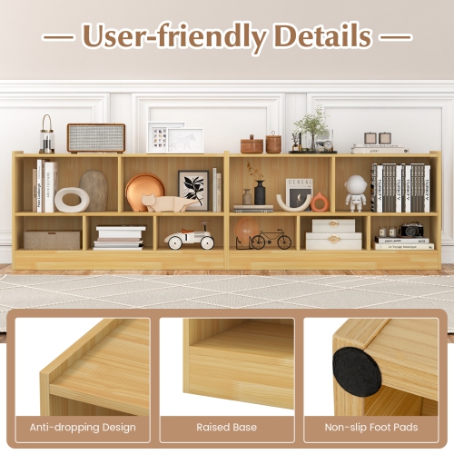 Meuble de rangement pour jouets en bois avec 2 tablettes et 5 cubes de rangement pour livres et jouets