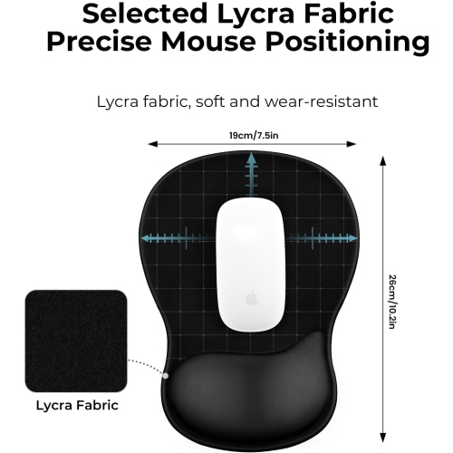 E Ergonomic Mouse Pad with Gel Wrist Rest Support Middle Concave Design Gaming Mousepad for Pain Relief, Non-Slip Base Mat Computer Desk Accessories