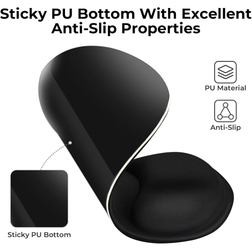 E Ergonomic Mouse Pad with Gel Wrist Rest Support Middle Concave Design Gaming Mousepad for Pain Relief, Non-Slip Base Mat Computer Desk Accessories