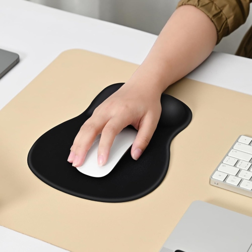 E Ergonomic Mouse Pad with Gel Wrist Rest Support Middle Concave Design Gaming Mousepad for Pain Relief, Non-Slip Base Mat Computer Desk Accessories