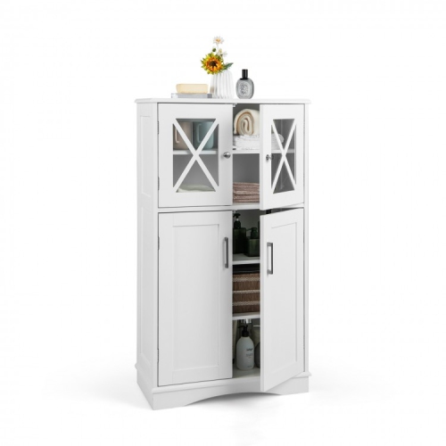 SLICKBLUE  4-Door Bathroom Storage Cabinet With Adjustable Shelves, Freestanding Design