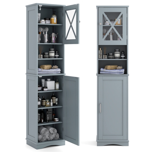 Tall Bathroom Cabinet Freestanding Storage Cabinet with 5 Adjustable Shelves
