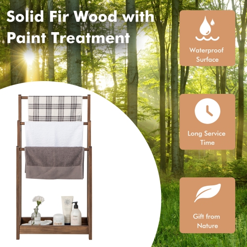 Freestanding Towel Rack 3-Bar Hand Towel Drying Stand with Bottom Storage Shelf