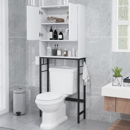 Over-the-Toilet Storage Cabinet with 2 Doors and Adjustable Interior Shelf