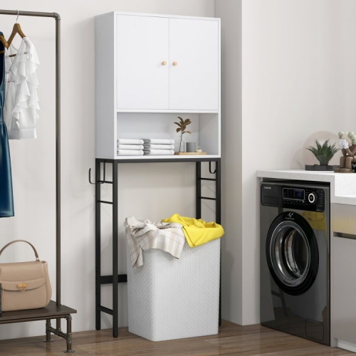 Over-the-Toilet Storage Cabinet with 2 Doors and Adjustable Interior Shelf