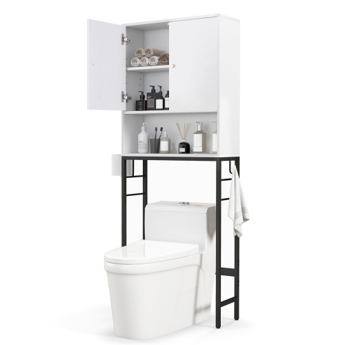 Over-the-Toilet Storage Cabinet with 2 Doors and Adjustable Interior Shelf