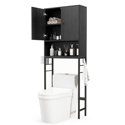 Armoire de rangement au-dessus de la toilette avec 2 portes et tablette intérieure réglable