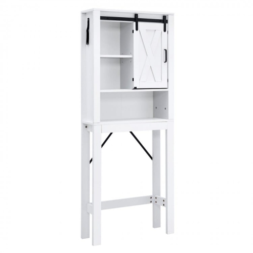 SLICKBLUE  Bathroom Cabinet With Sliding Barn Door And 3-Tier Adjustable Wood Shelves