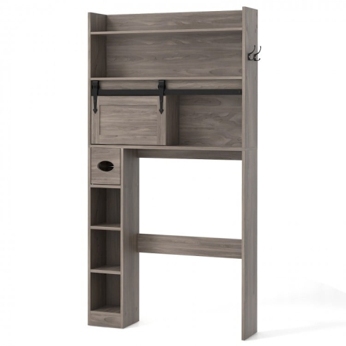 SLICKBLUE  Bathroom Cabinet Over Toilet With Sliding Barn Door And Height-Adjustable Shelves