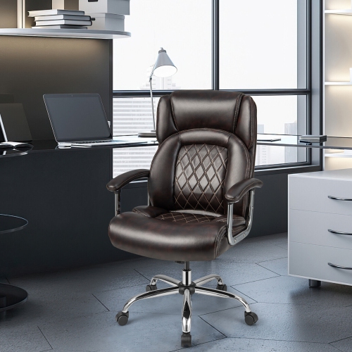 Height Adjustable Executive Desk Chair with Metal Base for Home or Office