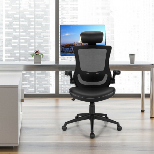 High-Back Executive Chair with Adjustable Lumbar Support and Padded Headrest