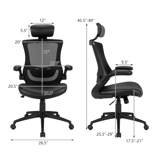 High-Back Executive Chair with Adjustable Lumbar Support and Padded Headrest