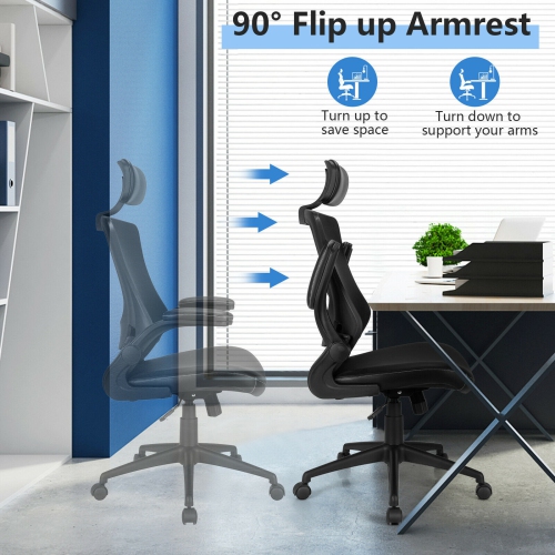 High-Back Executive Chair with Adjustable Lumbar Support and Padded Headrest