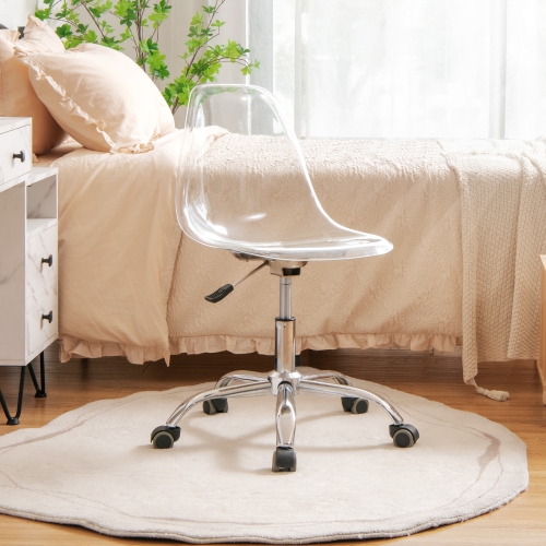 Arm less Acrylic Office Chair with Swivel Function and Height Adjustment