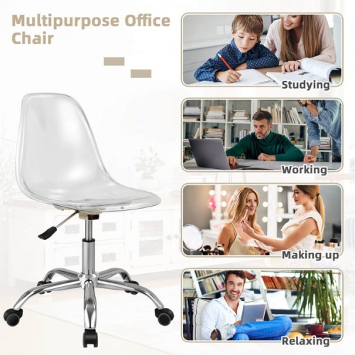 Arm less Acrylic Office Chair with Swivel Function and Height Adjustment