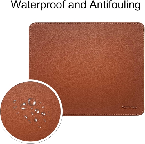 F Leather Mouse Pad - Wood Mouse Pad, Double Side Mouse Pad with Stitched Edge, Waterproof Ultra Thin Mouse Pad for Computers, Laptop, Office & Home,