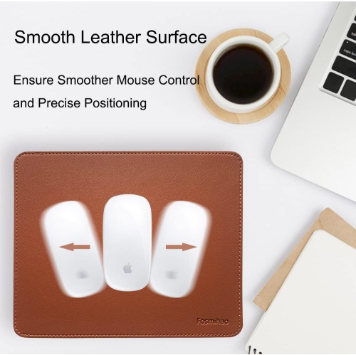 F Leather Mouse Pad - Wood Mouse Pad, Double Side Mouse Pad with Stitched Edge, Waterproof Ultra Thin Mouse Pad for Computers, Laptop, Office & Home,