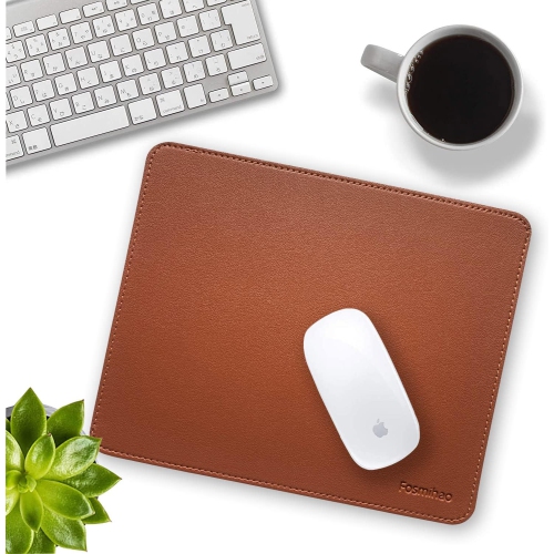 F Leather Mouse Pad - Wood Mouse Pad, Double Side Mouse Pad with Stitched Edge, Waterproof Ultra Thin Mouse Pad for Computers, Laptop, Office & Home,
