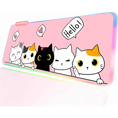 J Pink RGB Gaming Mouse Pad 31.5x12 Inch PC XL Large Extended Glowing Led Light Up Desk Pad Non-Slip Rubber J Base Computer Mouse Pad Cute Mousepad