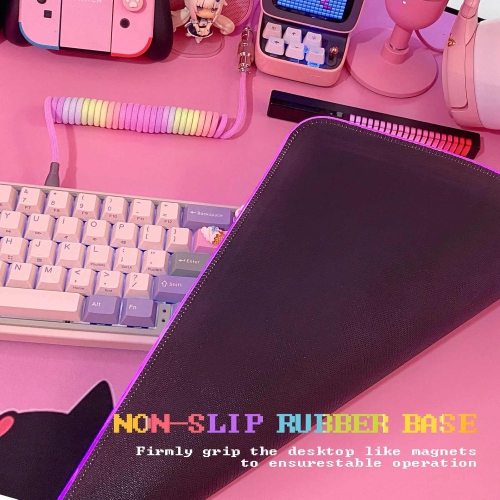 J Pink RGB Gaming Mouse Pad 31.5x12 Inch PC XL Large Extended Glowing Led Light Up Desk Pad Non-Slip Rubber J Base Computer Mouse Pad Cute Mousepad