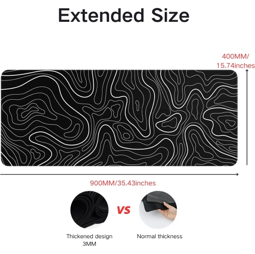 Gaming Mouse Pad, Large Mouse Pad 90 X 40CM(35.43X15.74Inches) Mousepad Big Desk Mat with Non-Slip Rubber Base Keyboard Pad for Gaming and