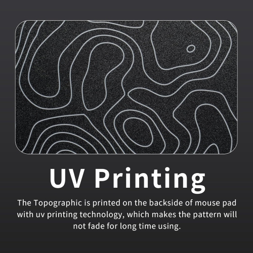 Glass Mousepad for Gaming, Black Topographic Hard Gaming Mouse pad, Professional Large Mouse Mat 410mm*310mm, Special Glass Surface with Improved