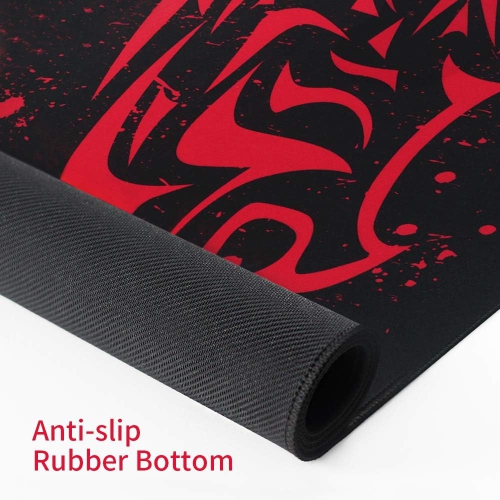 Red Leopard Gaming Mouse Pad Extra Long Large Desk Mat Black Mouspad with Designs XXL Gaming Mouse Mat for Office and Keyboard Smooth Speed Surface