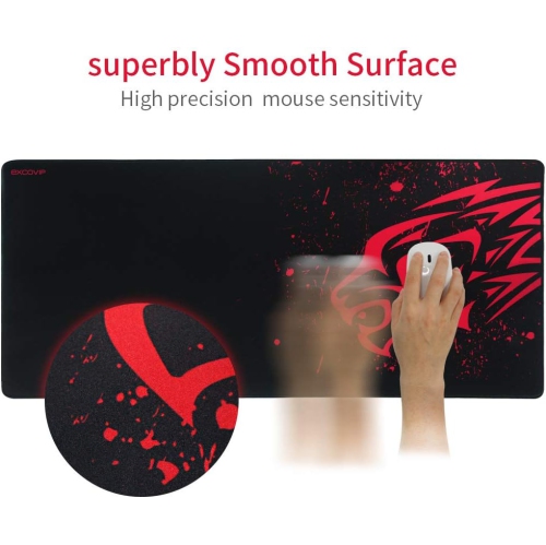 Red Leopard Gaming Mouse Pad Extra Long Large Desk Mat Black Mouspad with Designs XXL Gaming Mouse Mat for Office and Keyboard Smooth Speed Surface