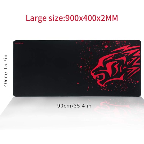 Red Leopard Gaming Mouse Pad Extra Long Large Desk Mat Black Mouspad with Designs XXL Gaming Mouse Mat for Office and Keyboard Smooth Speed Surface