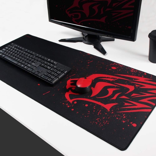 Red Leopard Gaming Mouse Pad Extra Long Large Desk Mat Black Mouspad with Designs XXL Gaming Mouse Mat for Office and Keyboard Smooth Speed Surface