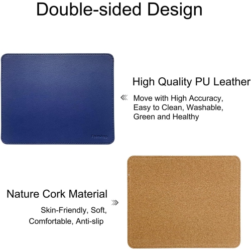 F Leather Mouse Pad - Wood Mouse Pad, Double Side Mouse Pad with Stitched Edge, Waterproof Ultra Thin Mouse Pad for Computers, Laptop, Office & Home,