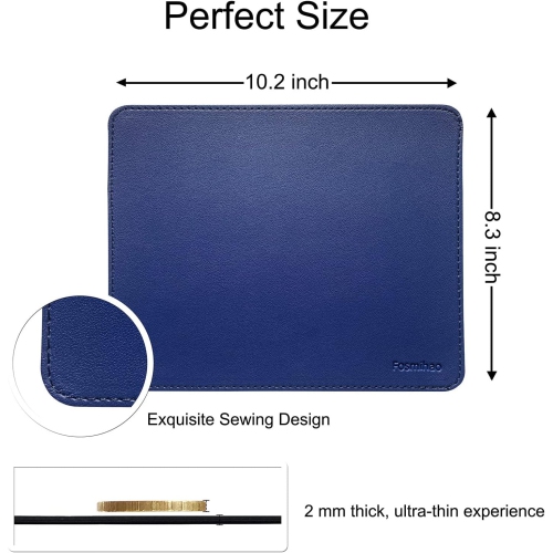 F Leather Mouse Pad - Wood Mouse Pad, Double Side Mouse Pad with Stitched Edge, Waterproof Ultra Thin Mouse Pad for Computers, Laptop, Office & Home,