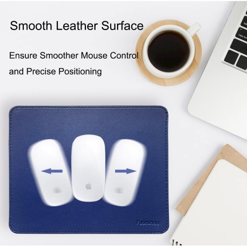 F Leather Mouse Pad - Wood Mouse Pad, Double Side Mouse Pad with Stitched Edge, Waterproof Ultra Thin Mouse Pad for Computers, Laptop, Office & Home,