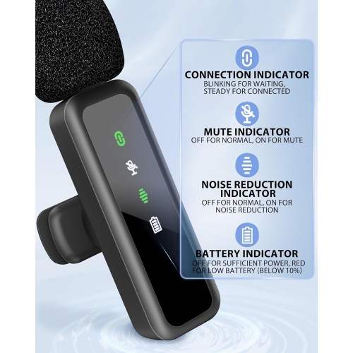 Wireless Lavalier Microphone for iPhone/Android/Camera, 3 in 1 Mini Microphone with Mute/Reverb/Noise Reduction, Lapel Mic for Record Interview,