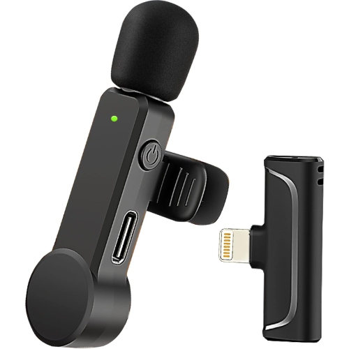 Microphone sans fil pour iPhone iPad Lav Mic Mic 10H Batterie Micro-cravate sans fil Micro-cravate à suppression du bruit Microphone Enregistrement
