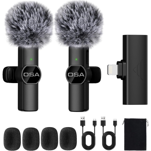 Lavalier Wireless Mini Microphone Mobile Microphone for iPhone Video Recording, Wireless Microphone for Interview, for iPhone- Wireless Recording