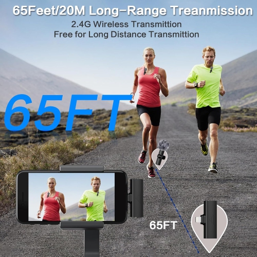 Lavalier Wireless Mini Microphone Mobile Microphone for iPhone Video Recording, Wireless Microphone for Interview, for iPhone- Wireless Recording