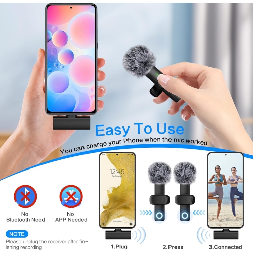Micro-cravate sans fil miniature microphone mobile pour enregistrement vidéo iPhone, microphone sans fil pour entrevue, pour iPhone, microphone