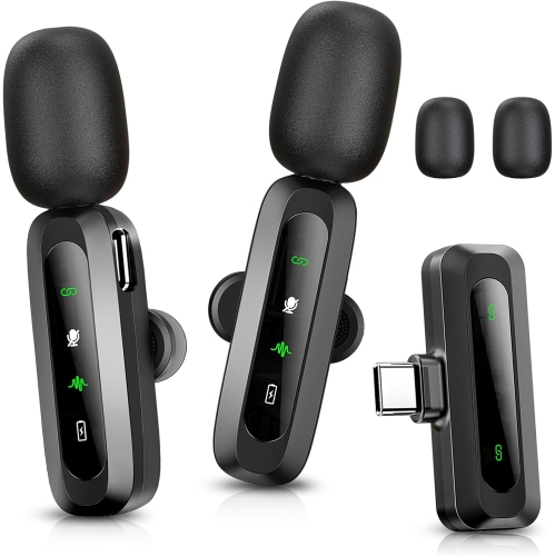 Micro-cravate sans fil USB-C pour iPhone 15-16/téléphone Android, mini microphone pour enregistrement vidéo, micro-cravate à pince pour YouTube,