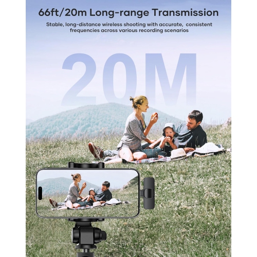 Paquet de 2 micro-cravate sans fil pour iPhone, iPad, téléphone Android, mini microphone prêt à l'emploi micro sans fil, micro-cravate à pince pour